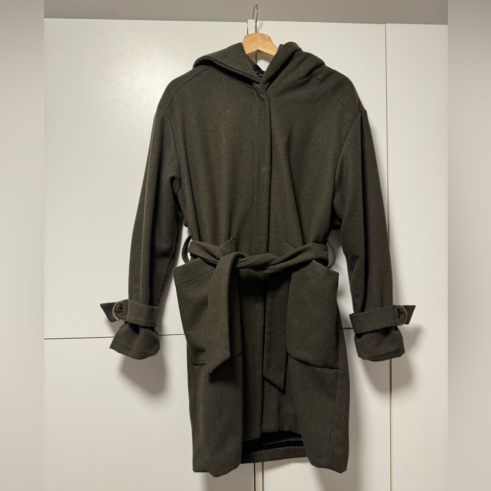 Cokluch - Olive Hooded Belted Trench Coat - Small